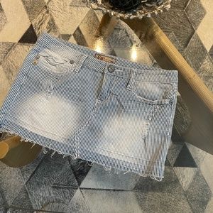 YMI Striped Denim Mini Skirt